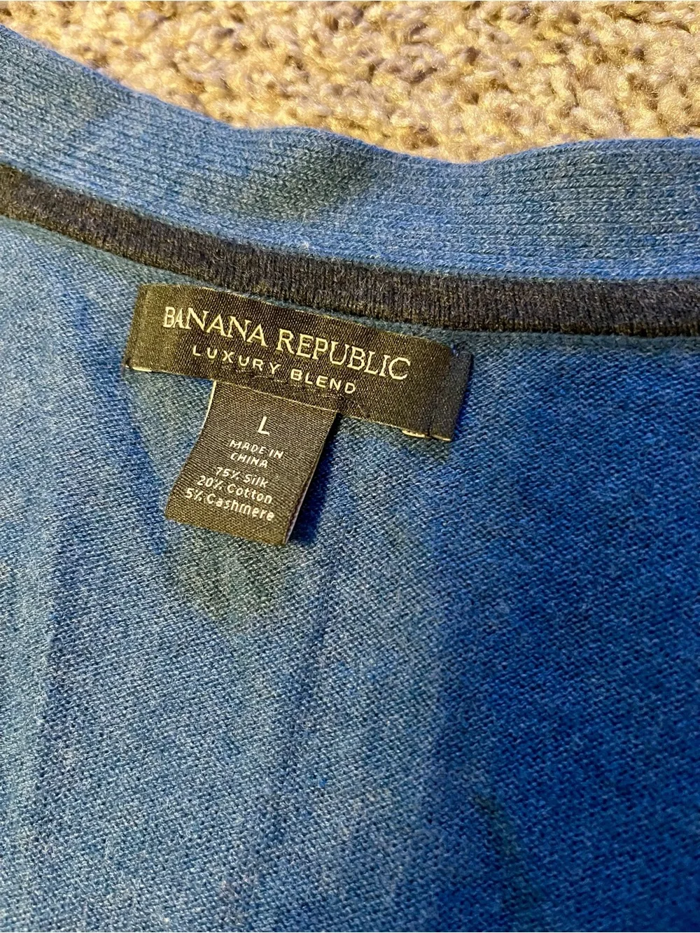 Banana Republic Men's Blue V-Neck Button-Front Cardigan